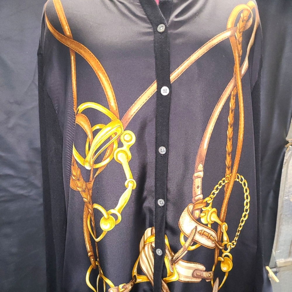 New Ralph Lauren black silk and cashmere cardigan size 3X